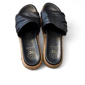 Vince Camuto Black Leather Slide Sandals